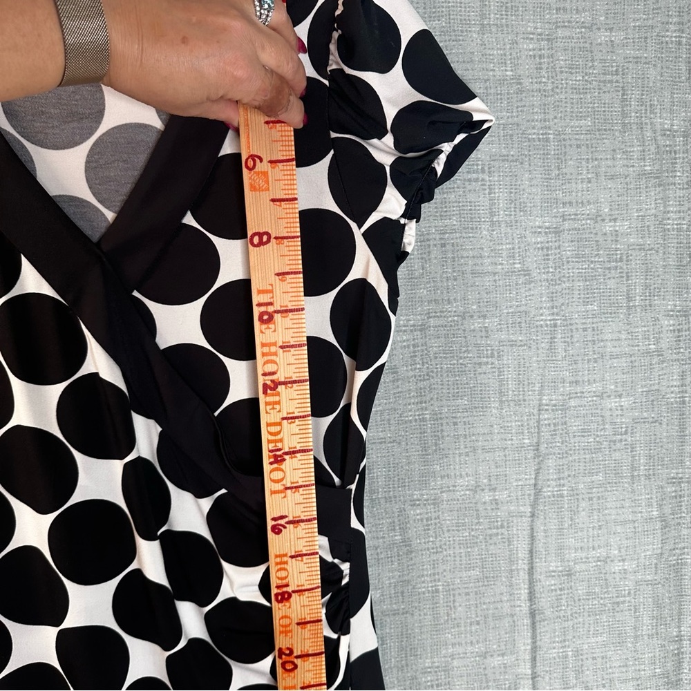 INC International Concepts Petite Polka Dot Faux Wrap Dress Black White Large PL - Picture 9 of 10